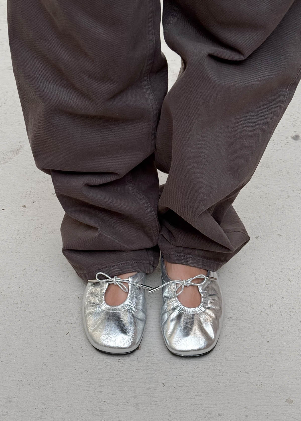 Alohas Rosalind Leather Ballet Flats - Silver
