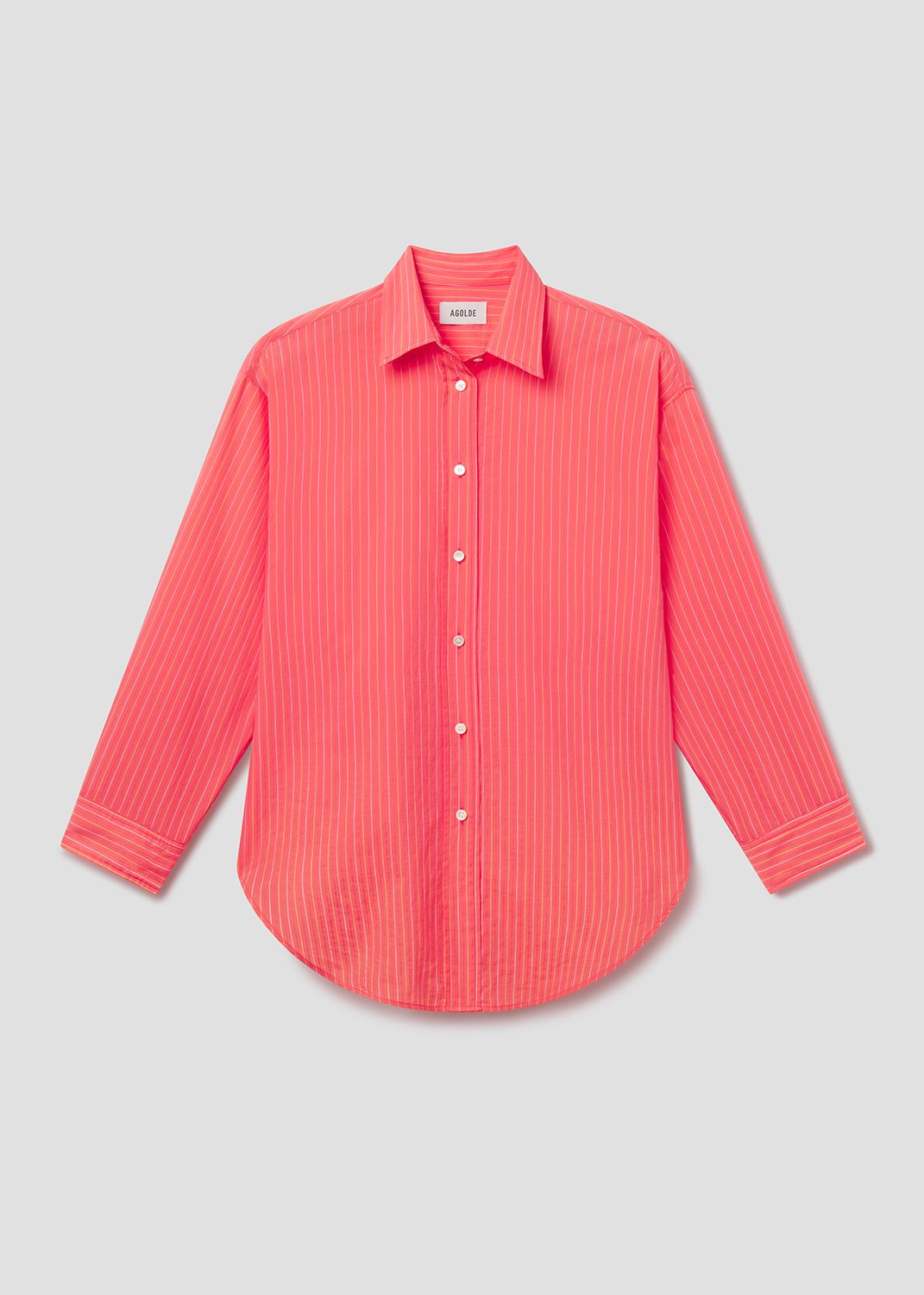 Agolde Front close-up, button placket on the Sona shirt