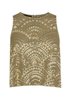 Flat ghost shot, cropped silhouette with rounded crew neckline