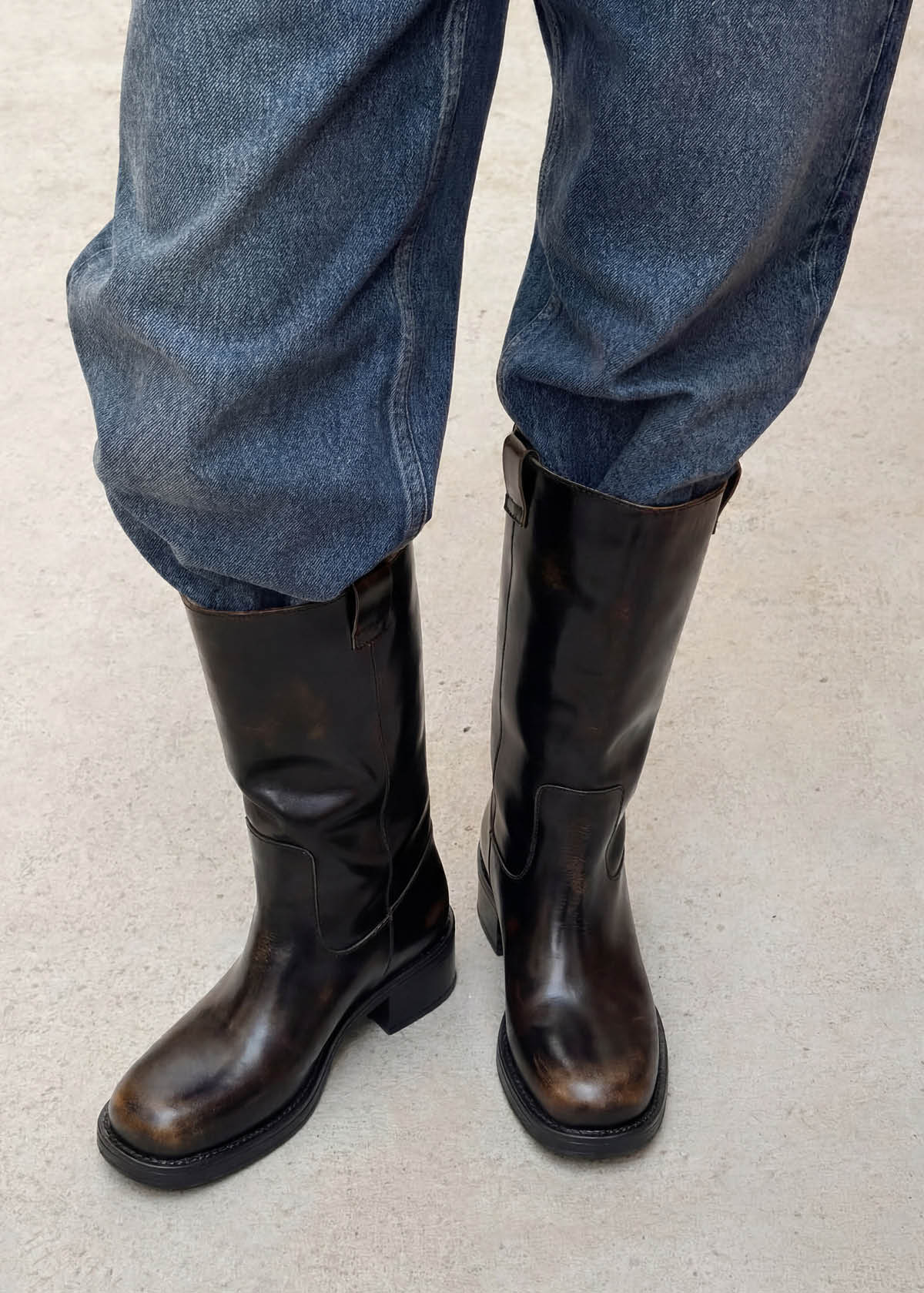 Alohas Sajan Vintage Effect Leather Boots - Brown