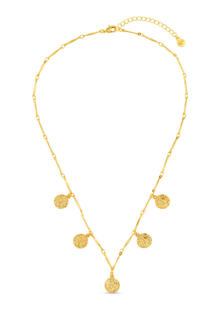 Orelia Mini Molten Coin Charm Necklace
