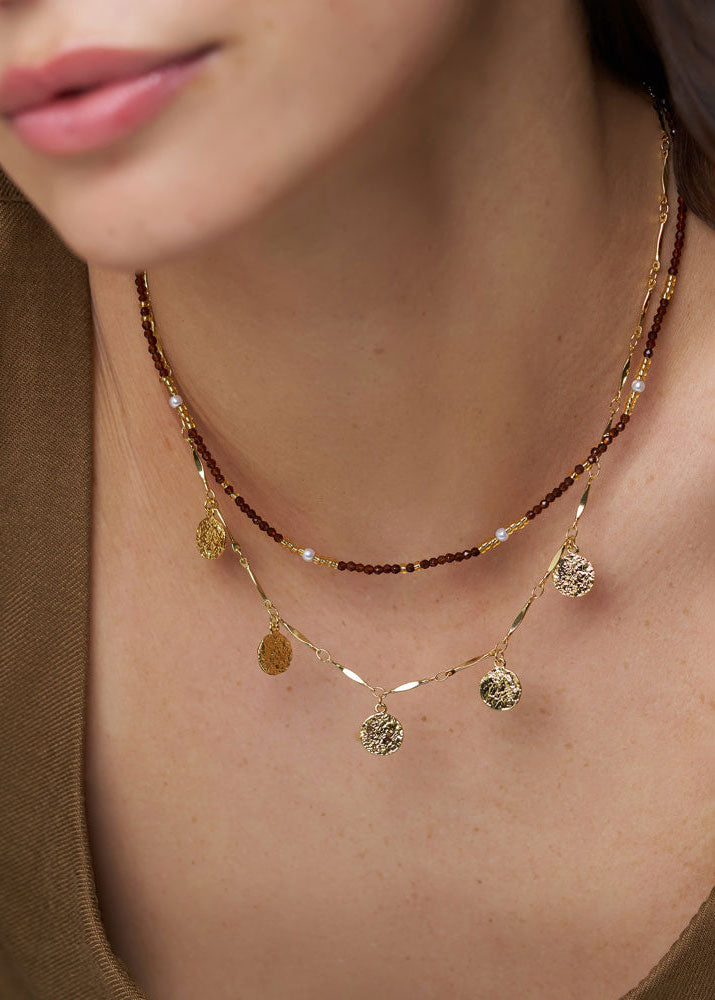 Orelia Mini Molten Coin Charm Necklace