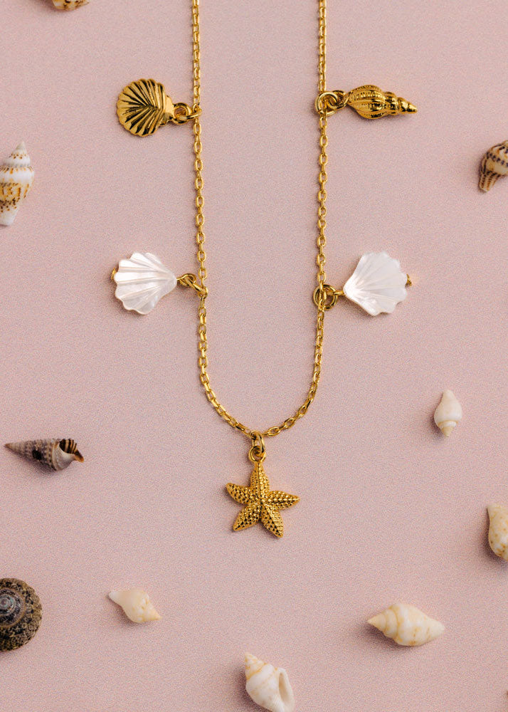 Orelia Mixed Shell & Starfish Charm Necklace