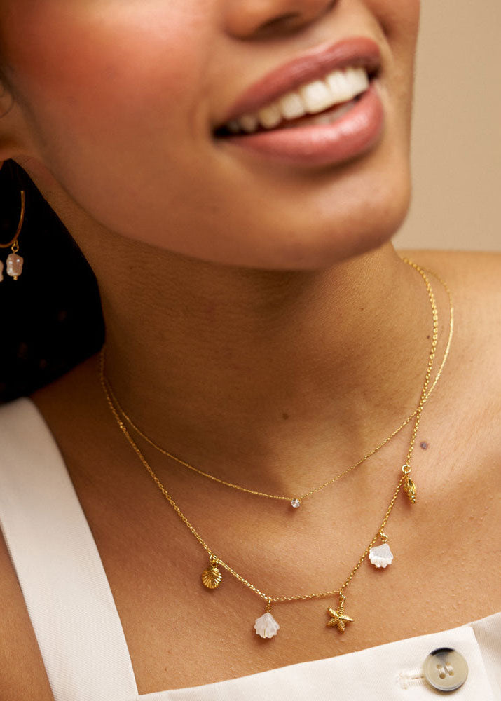 Orelia Angled detail of mixed-tone charms clustered at the front