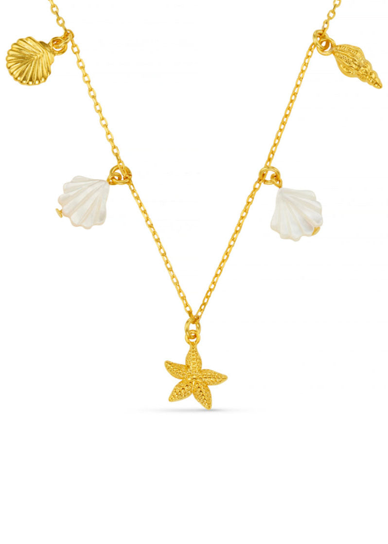 Orelia Mixed Shell & Starfish Charm Necklace
