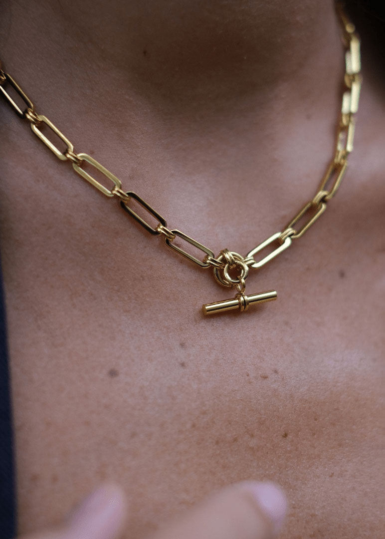 Orelia LUXE Linear Link T-Bar Necklace - Gold