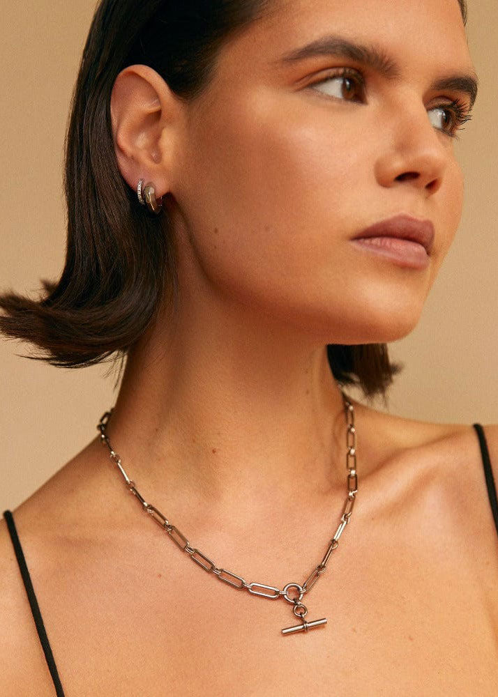Orelia LUXE Linear Link T-Bar Necklace - Silver