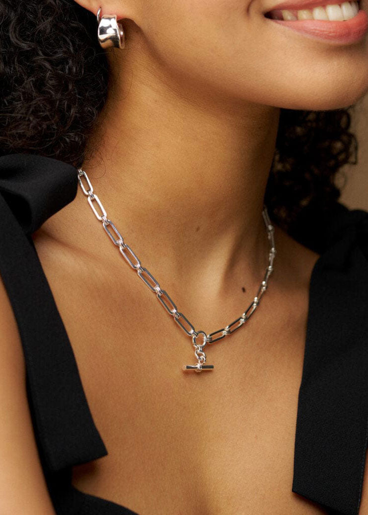 Orelia LUXE Linear Link T-Bar Necklace - Silver