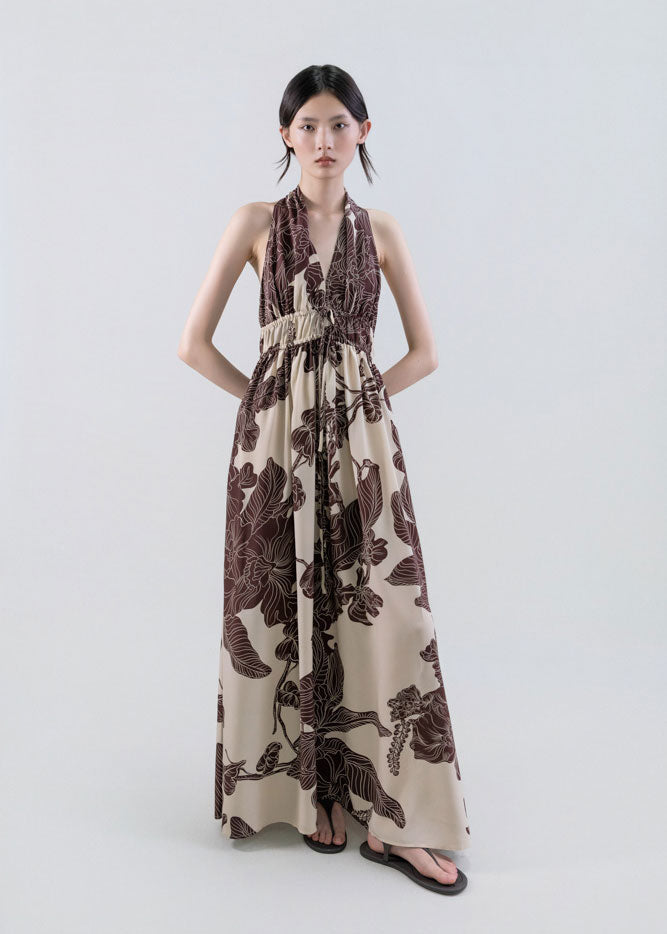 Psophía Orient Contour Plunge Halter Dress