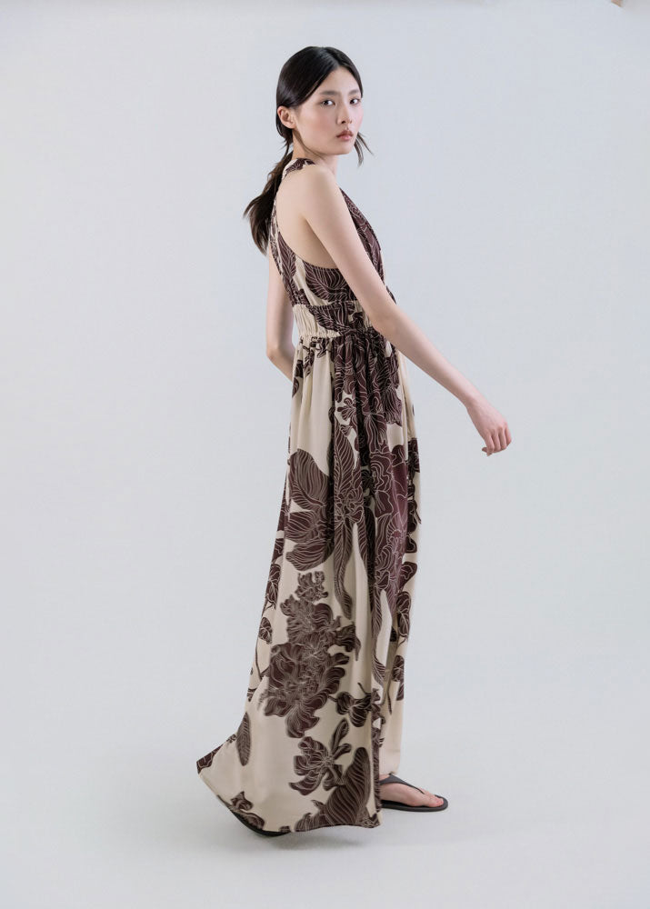 Psophía Orient Contour Plunge Halter Dress