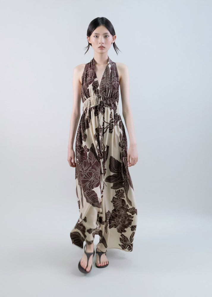 Psophía Orient Contour Plunge Halter Dress