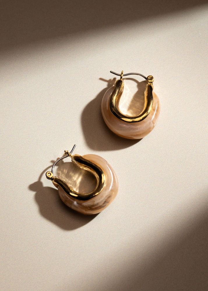 Orelia Marble Resin Hoop Earrings