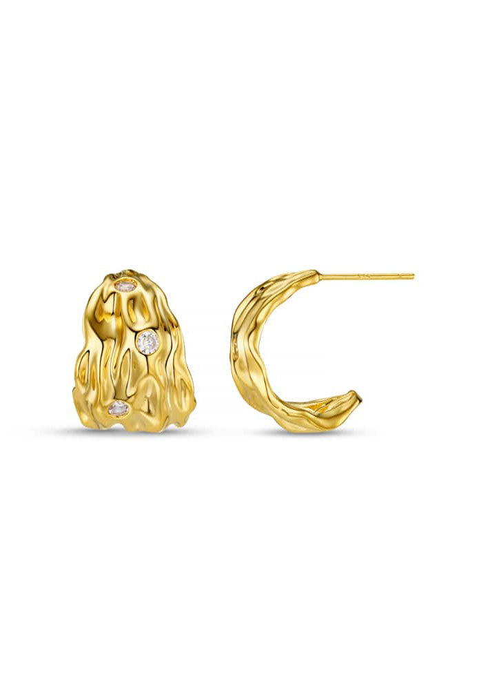 Orelia Molten & Crystal Tapered Hoop Earrings