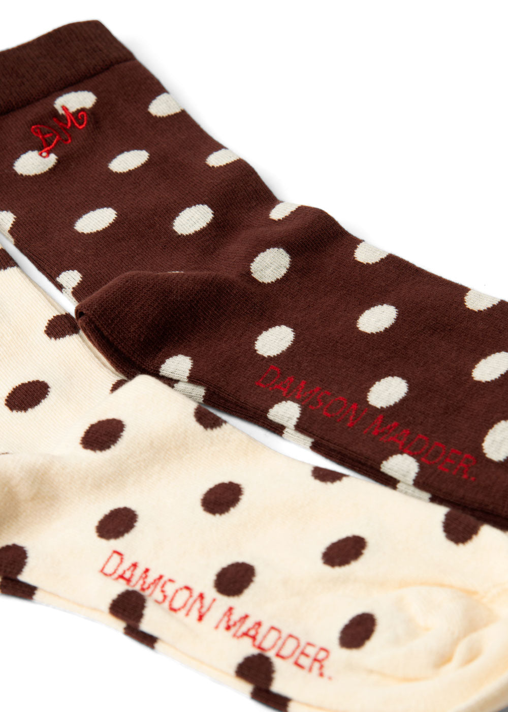 Damson Madder 2 Pack Socks - Choc & Ecru Spot