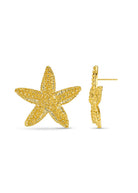 Orelia Textured starfish stud earrings in gold, finely cast with natural relief