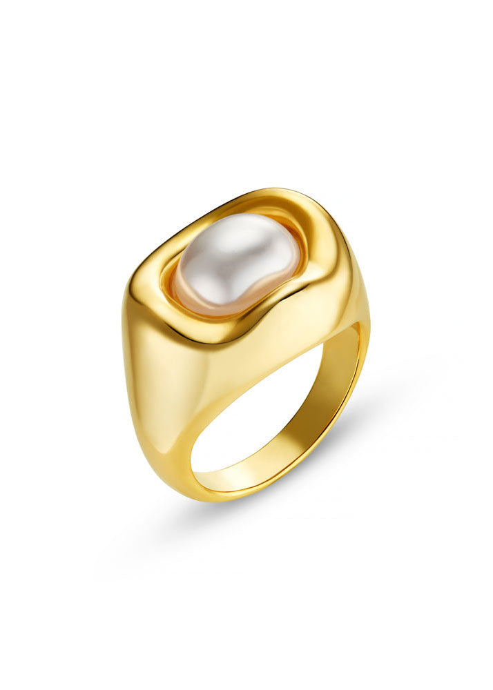 Orelia Statement Molten Pearl Ring