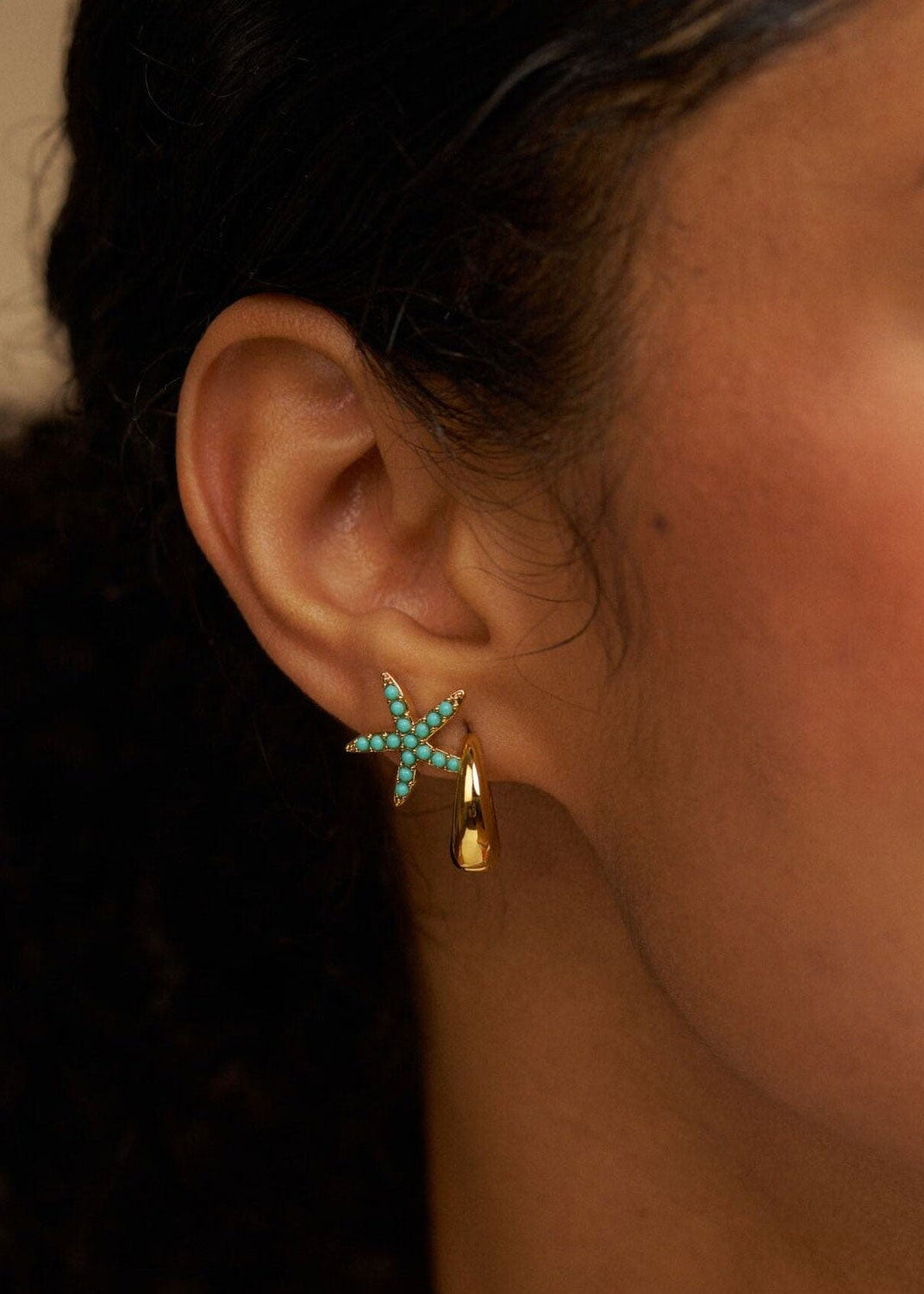 Orelia Turquoise Starfish Stud Earrings