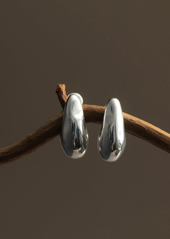 Orelia Organic Teardrop Stud Earrings - Silver