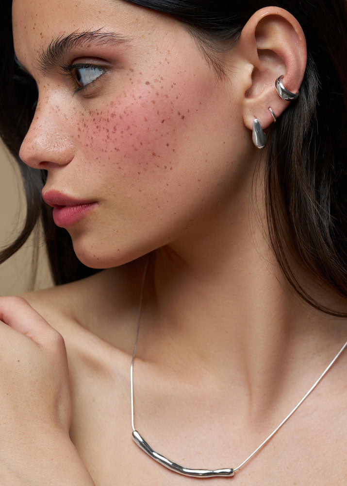 Orelia Organic Teardrop Stud Earrings - Silver