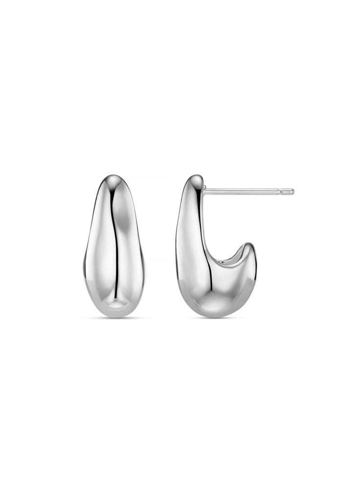 Orelia Organic Teardrop Stud Earrings - Silver