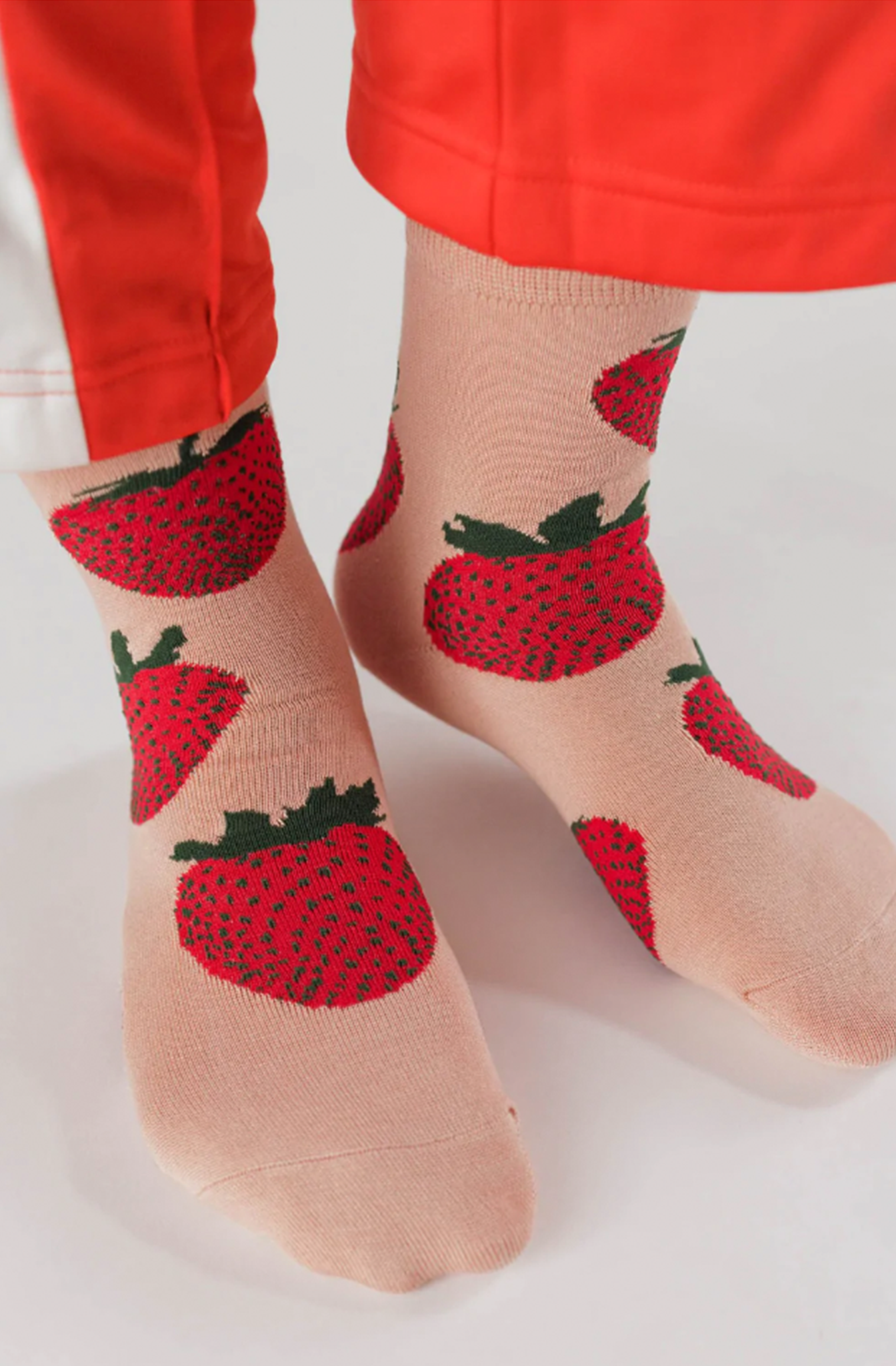 BAGGU - Crew Sock Strawberry - KitiCymru