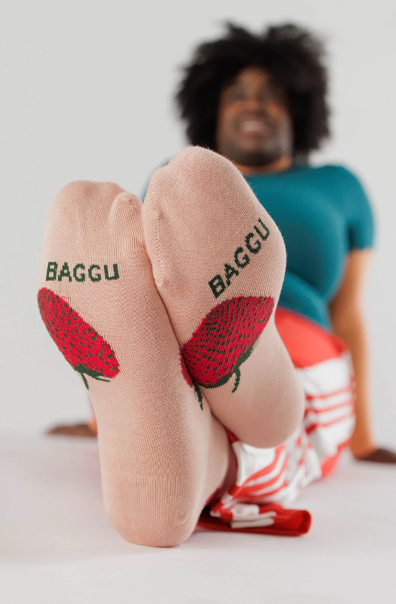 BAGGU - Crew Sock Strawberry - KitiCymru