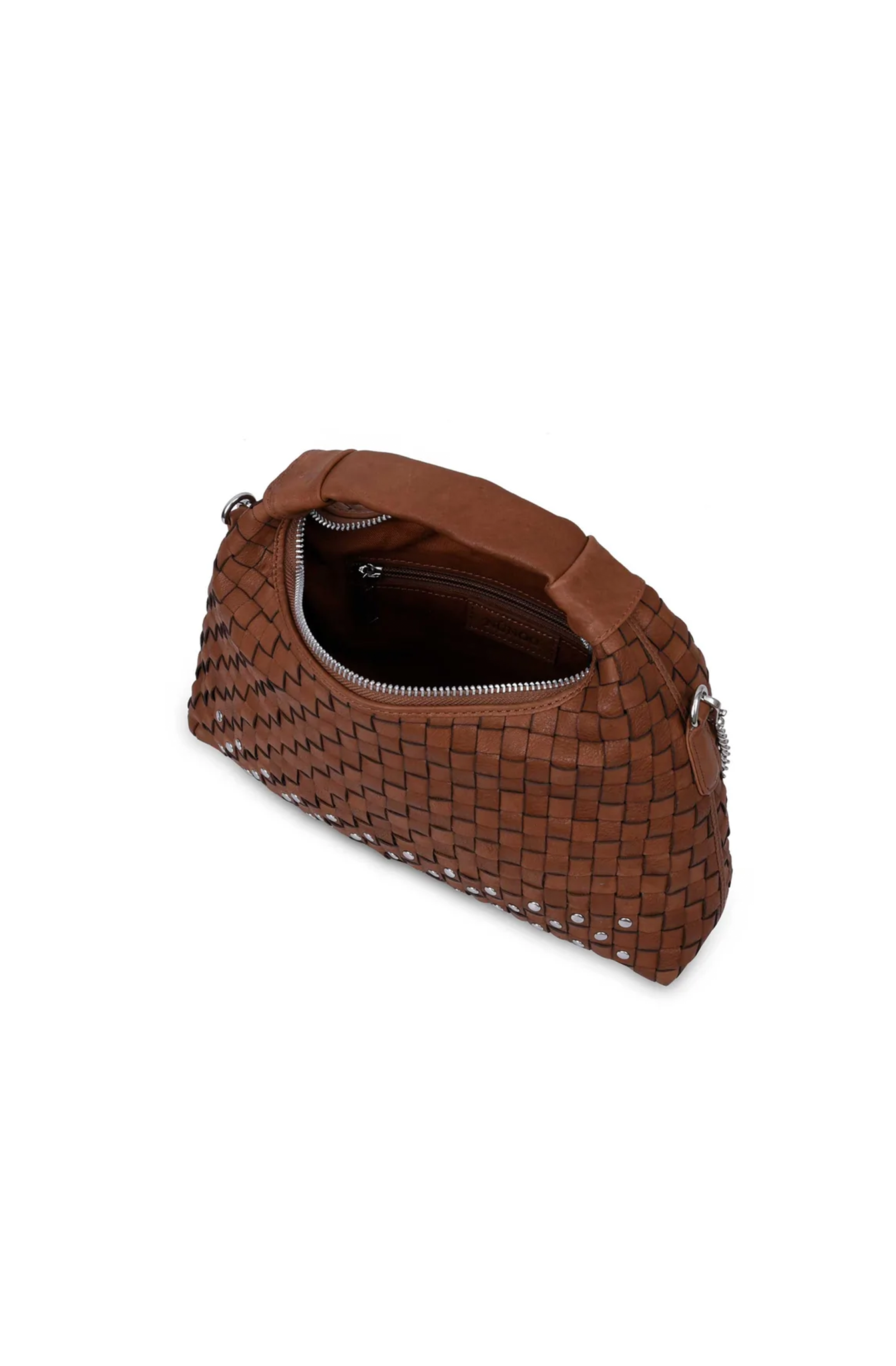 This Nunoo maxi dandy brown bag has one main compartment with a zip closure, as well as an inner pocket with a zip closure. A chain is included with the bag.